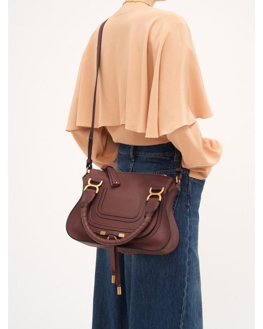 Chloé Brown Chloé Marcie Top Handle Shoulder Bag