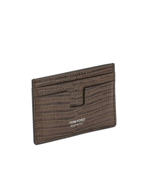 Tom Ford Brown 'Tejus T Line' Card Holder for men