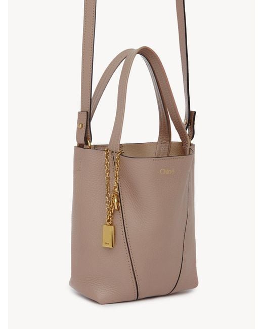 Chloé Brown Chloé Spin Logo Printed Small Top Handle Bag