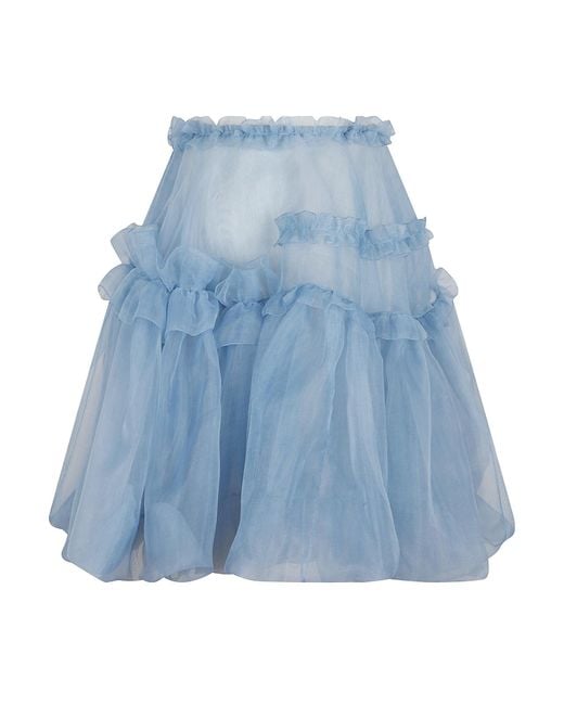 Ermanno Scervino Blue Ruffled Tulle Skirt