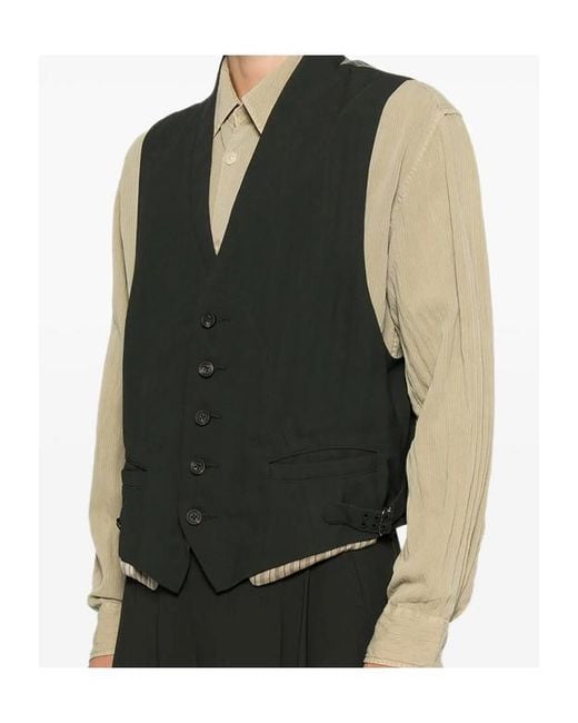 Ziggy Chen Black Patterned-Back Waistcoat for men