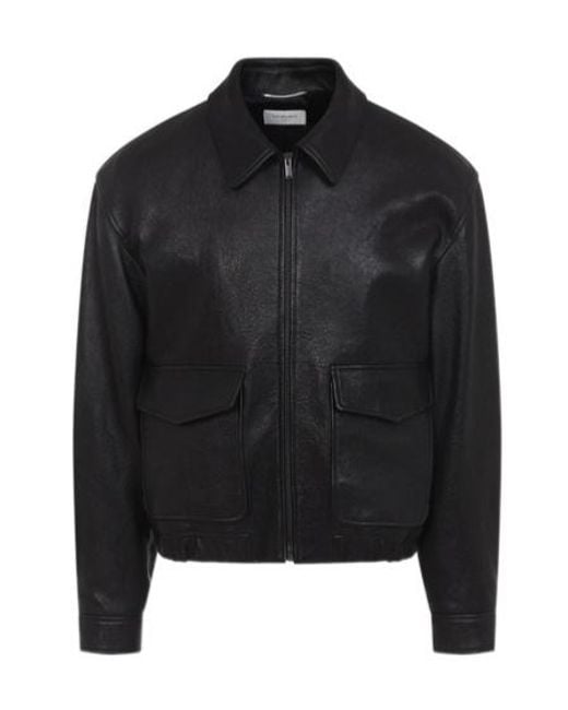 Saint Laurent Black Zip-Up Short Jacket for men