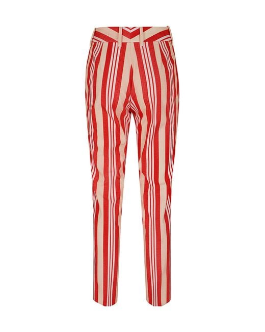 Ermanno Scervino Red High-Waist Striped Pants