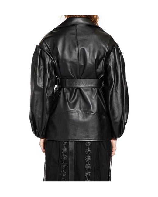Simone Rocha Black Long Sleeve Leather Jacket