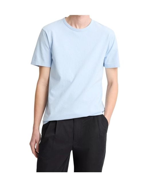 Vince Blue Garment Dye Cotton T-Shirt for men