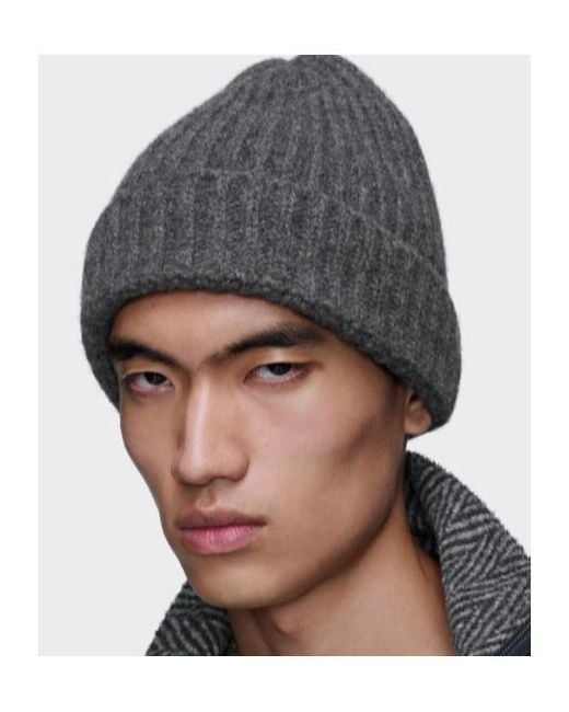 Maison Margiela Gray Ribbed Turned-Up Brim Beanie for men