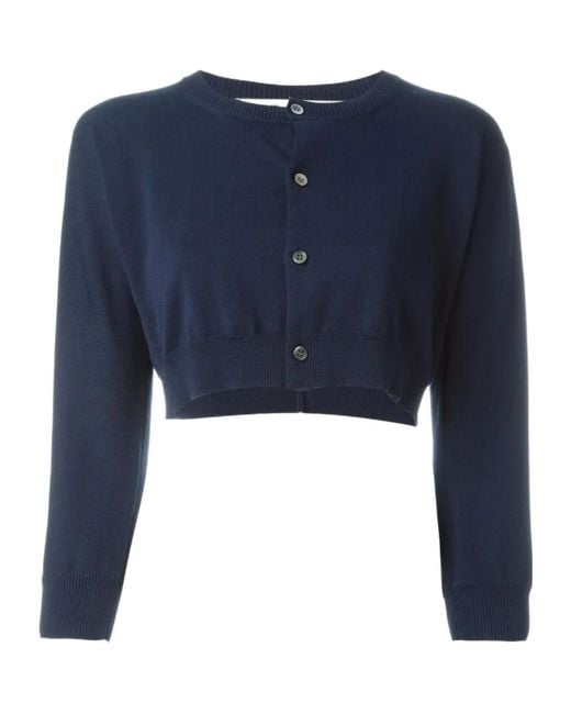 Comme des Garçons Blue Long-Sleeved Crewneck Cardigan