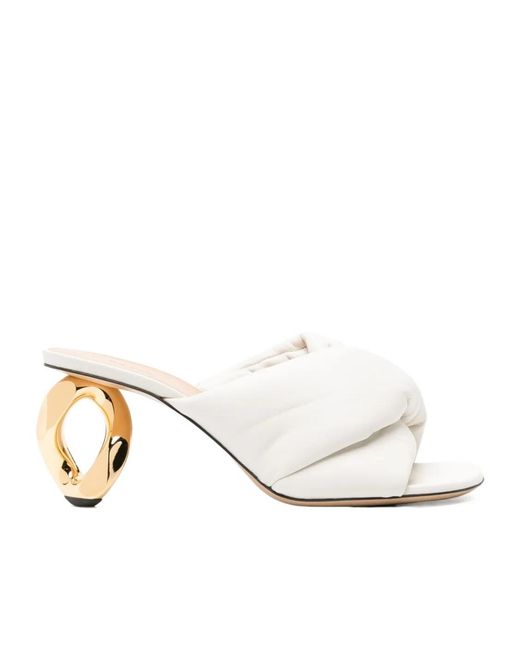 J.W. Anderson White Leather Heeled Mules