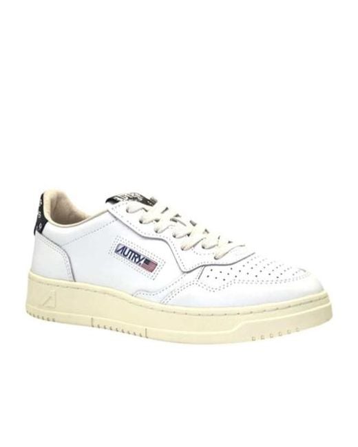Autry White Lace-Up Low-Top Sneakers for men