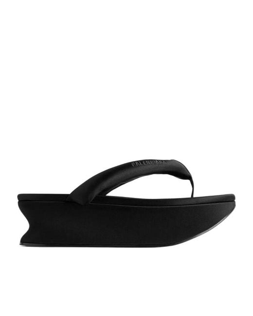 Balenciaga Black Gaeta Thong Wedge Heeled Sandals