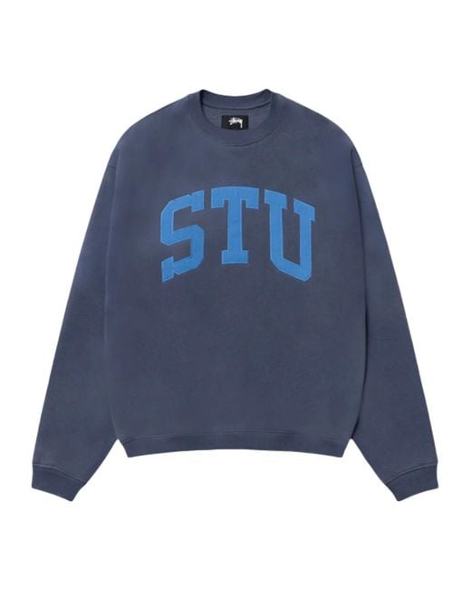 Stussy Blue Stüssy Stu Relaxed Crewneck Sweatshirt for men