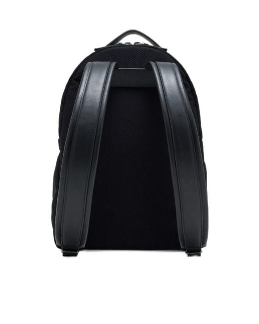 Giorgio Armani Blue Mesh Backpack With Leather Inserts And Adjustable Shoulder Straps for men