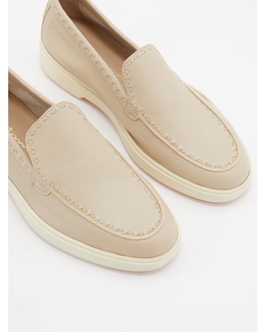 Santoni Natural Round Head Loafer Shoes