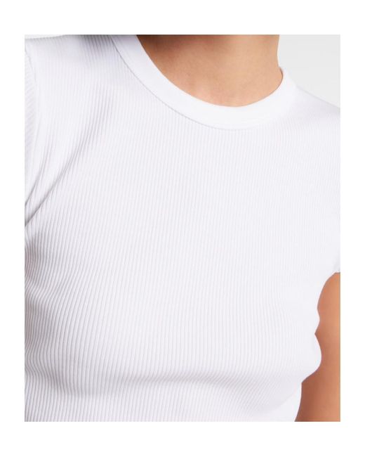 Agolde White Edison Ribbed-Knit T-Shirt
