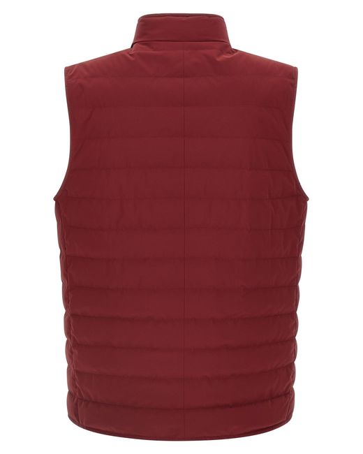 Brunello Cucinelli Red Quilted Vest for men