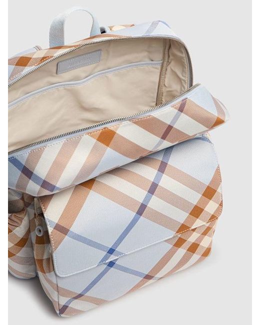 Burberry Gray Check Print Nylon Backpack