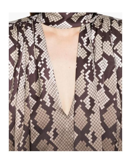 Stella McCartney Brown Tie Snake Print Top