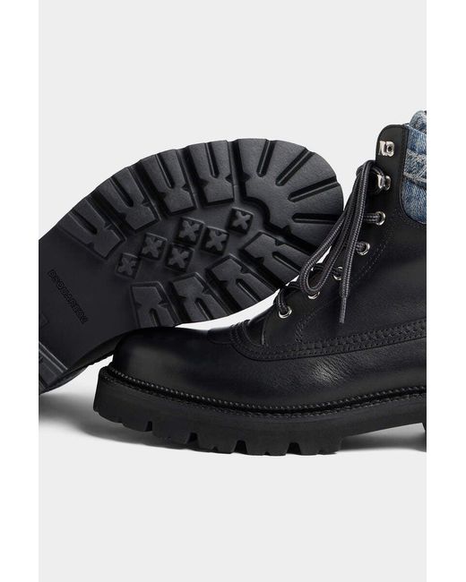 DSquared² Black D2 Monogram Ankle Boots for men