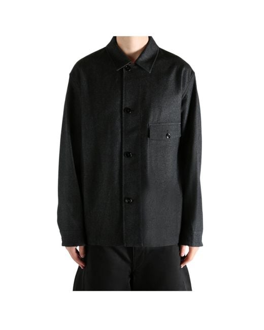 Lemaire Black Pocket Detailed Buttoned Shirt for men