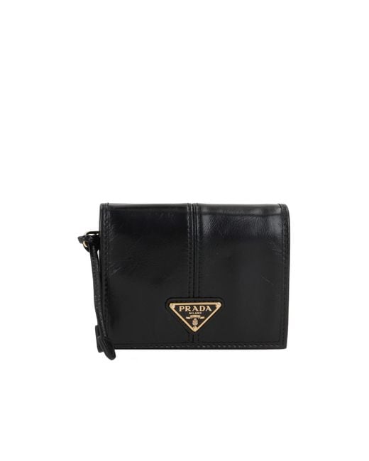 Prada Black Triangle-Logo Bi-Fold Wallet