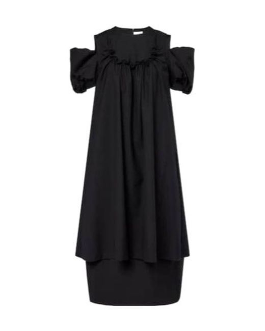 Comme des Garçons Black Cutout Wool Midi Dress
