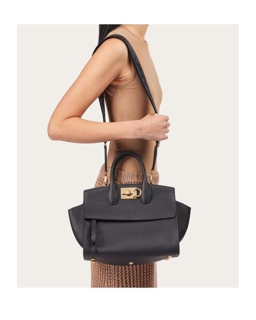Ferragamo Black Ferragamo Studio Gancini Tote Bag