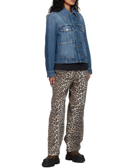 Ganni Multicolor Leopard Printed Stary Jeans
