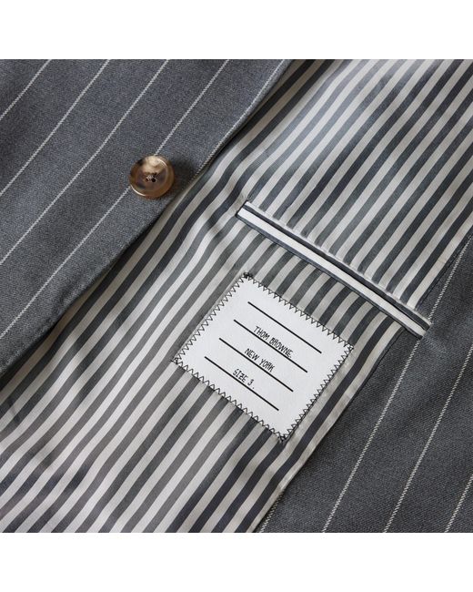 Thom Browne Gray Pinstripe Single-Breasted Blazer for men