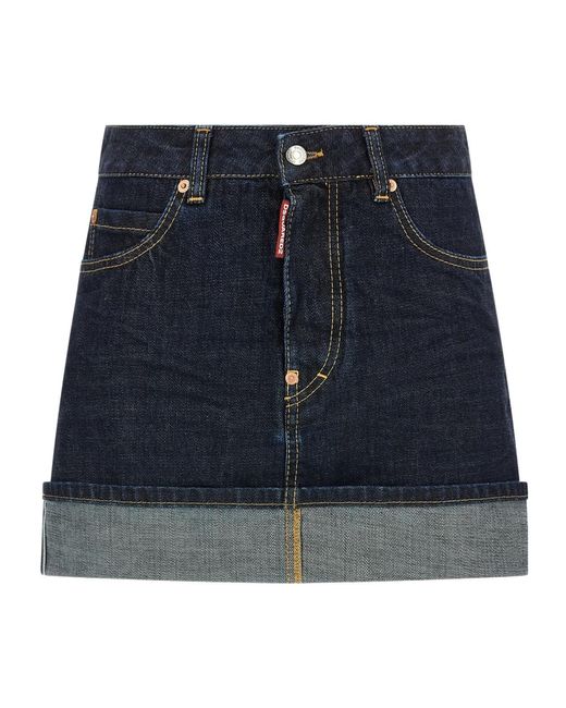 DSquared² Blue Logo Detail Denim Skirt