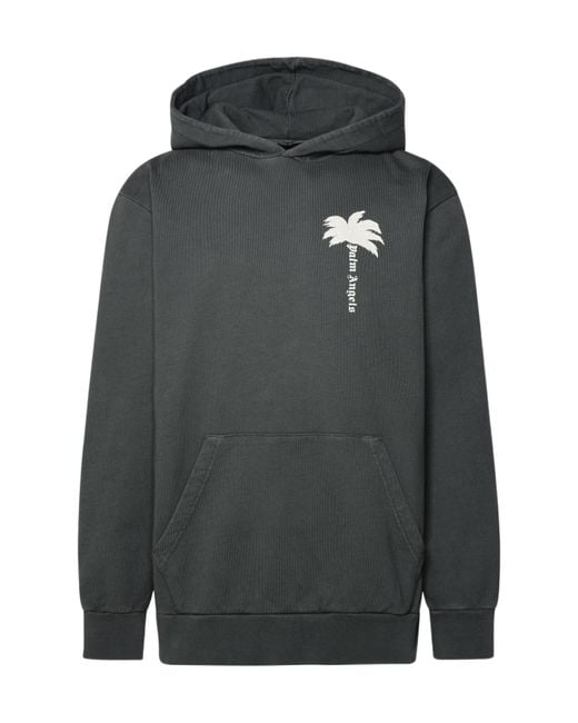 Palm Angels Gray The Palm Printed Hoodie for men