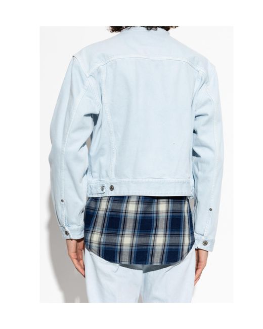DSquared² Blue Frayed-Collar Denim Jacket for men