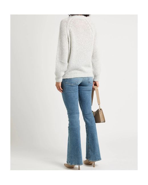 MAX&Co. White Ribbed Crew Neck Sweater