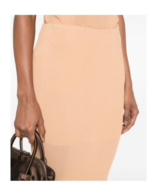 Alberta Ferretti White Ribbed Midi Skirt