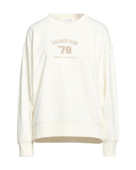 Brunello Cucinelli White Minimalist Solid Color Long Sleeve Sweatshirt