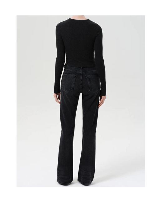 Agolde Black Mid-Rise Flared Leg Jeans