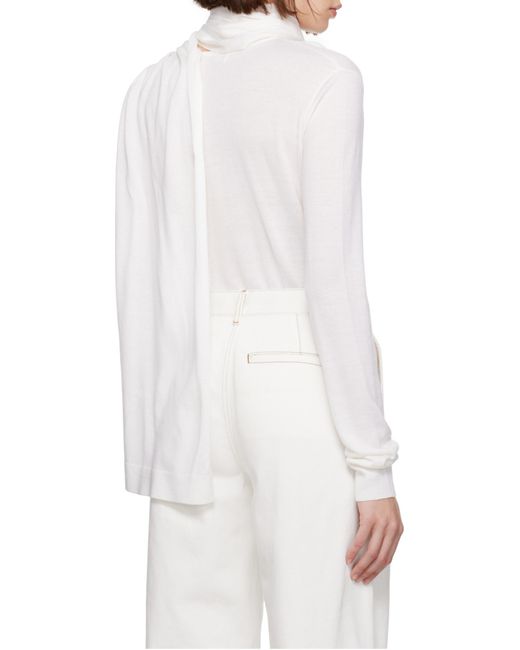 Totême White Totême Scarf Detailed Long-Sleeved Jumper