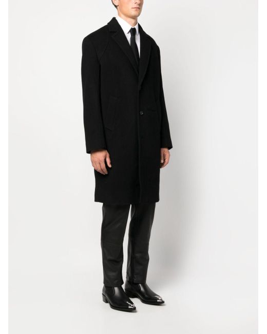 McQueen Black Single Breasted Long Sleeved Coat for men