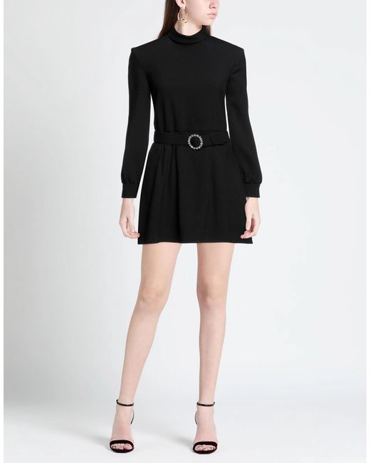 Saint Laurent Black Solid Color Long Sleeve Dress