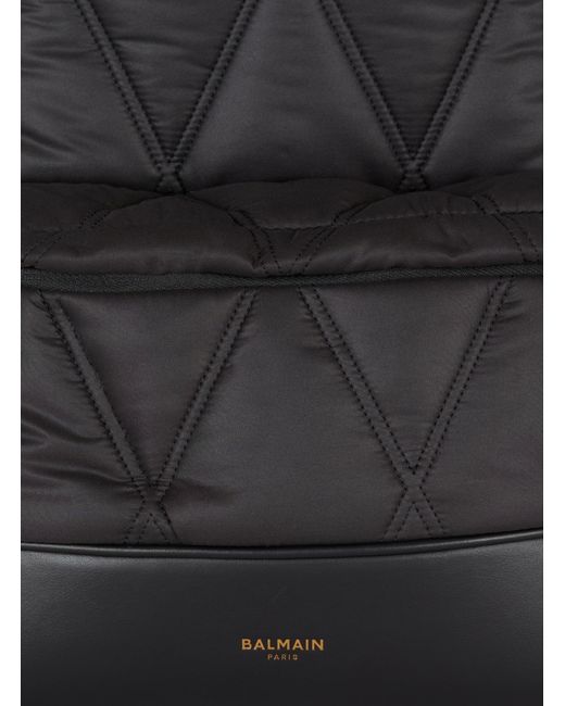 Balmain Black Quilted Nylon Backpack With Diamond Motif for men