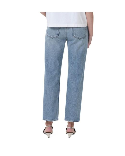 Agolde Blue Valen Mid-Rise Straight Leg Jeans