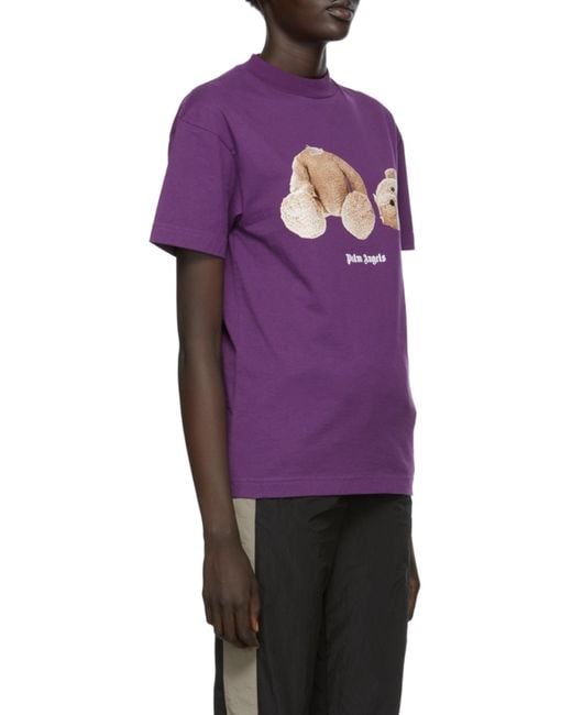 Palm Angels Purple Bear Print T-Shirt for men