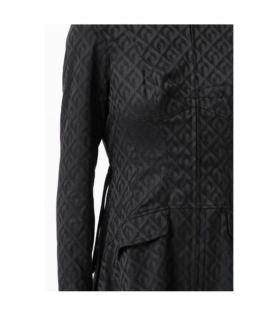MARINE SERRE Black Zipped-Up Shirt Dress