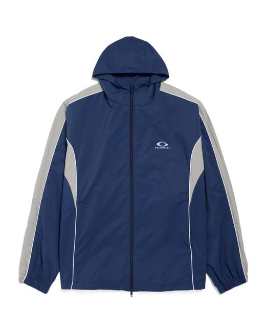 Balenciaga Blue Technical Track Hooded Jacket for men