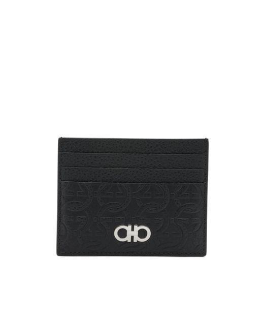 Ferragamo Black Flat Card Holder for men