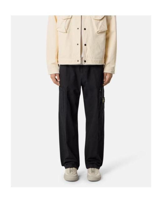 Stone Island Blue Logo Patch Cargo Pants for men