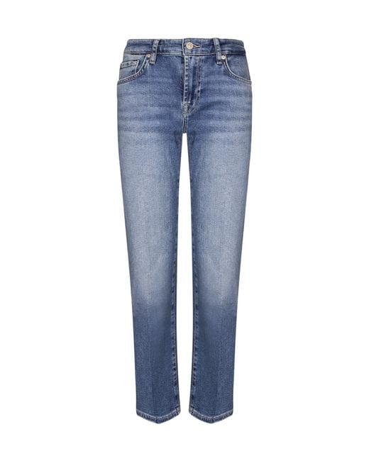 7 For All Mankind Blue Denim Trousers With Belt Loops