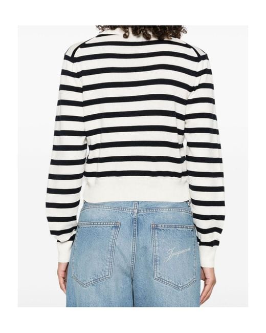 A.P.C. White Galle Striped Button Cardigan