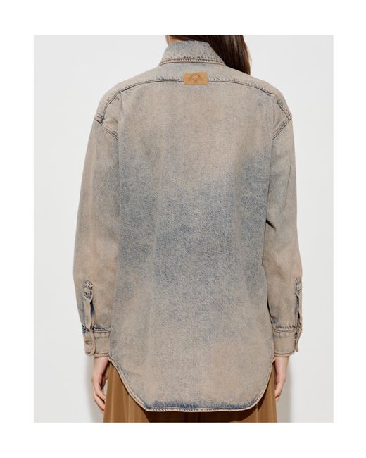 Moschino Gray Heart Detail Denim Shirt
