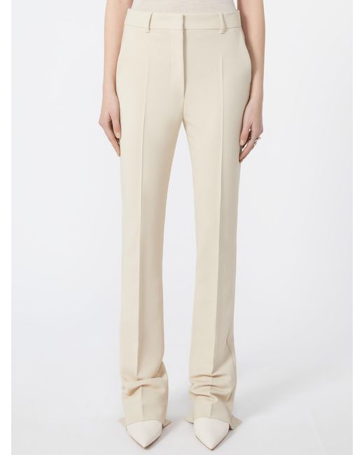 Sportmax White Fetta Pleated Straight Leg Pants