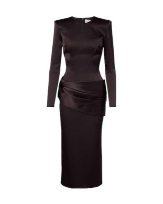 Alex Perry Black Draped Satin Dress